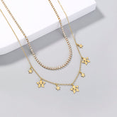 Sterne Weiße Diamanten Mehrere Halsketten